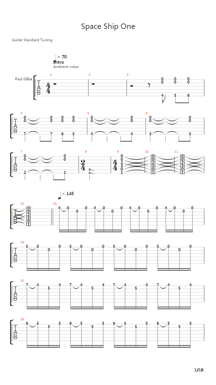 Space Ship One吉他谱