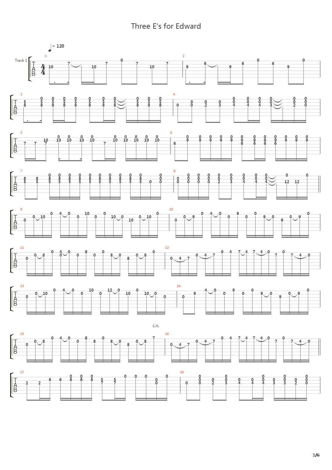 Three Es For Edward吉他谱