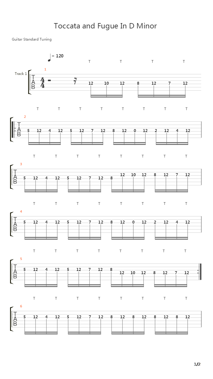 Toccata And Fugue吉他谱