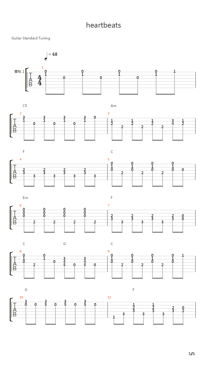 Heartbeats吉他谱