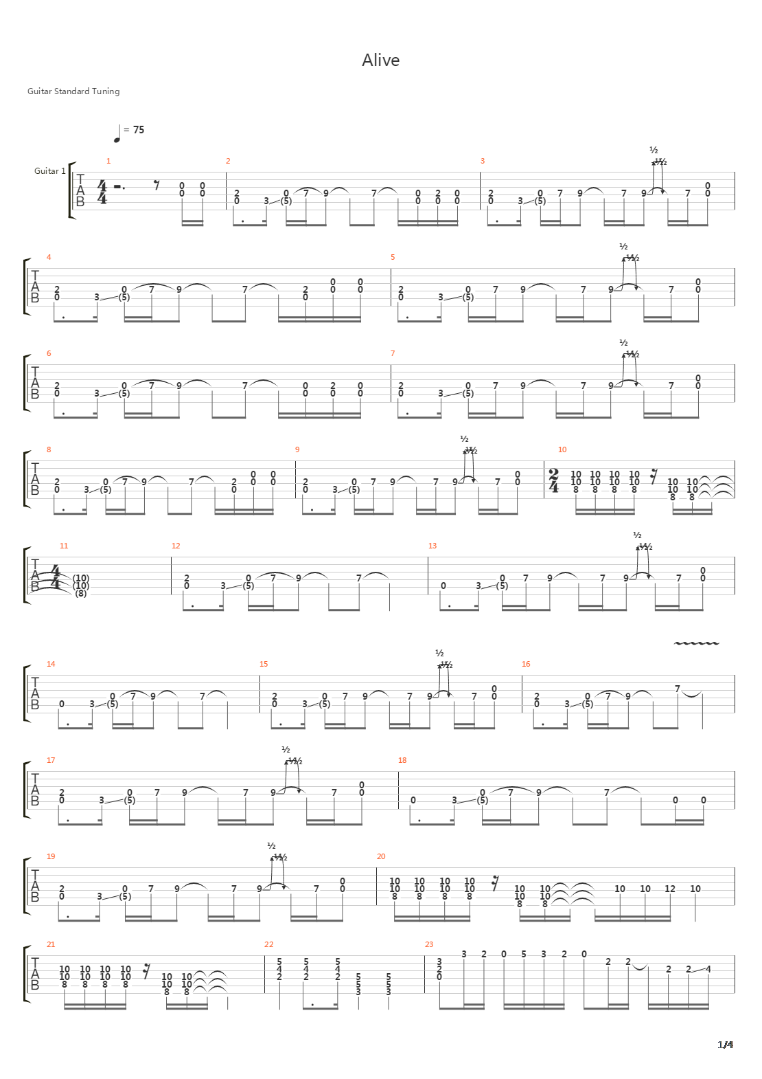 Alive吉他谱