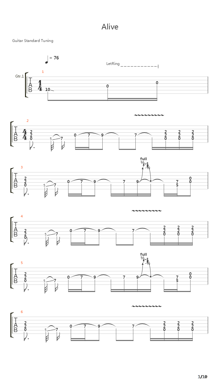 Alive吉他谱