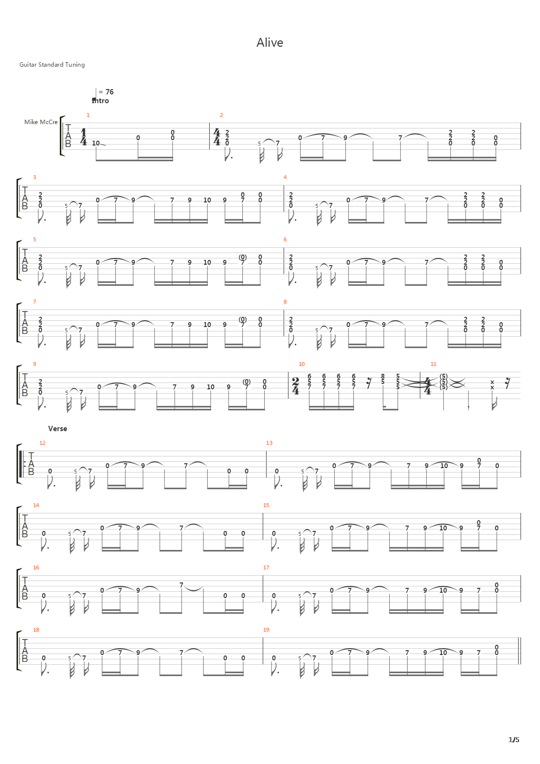 Alive吉他谱