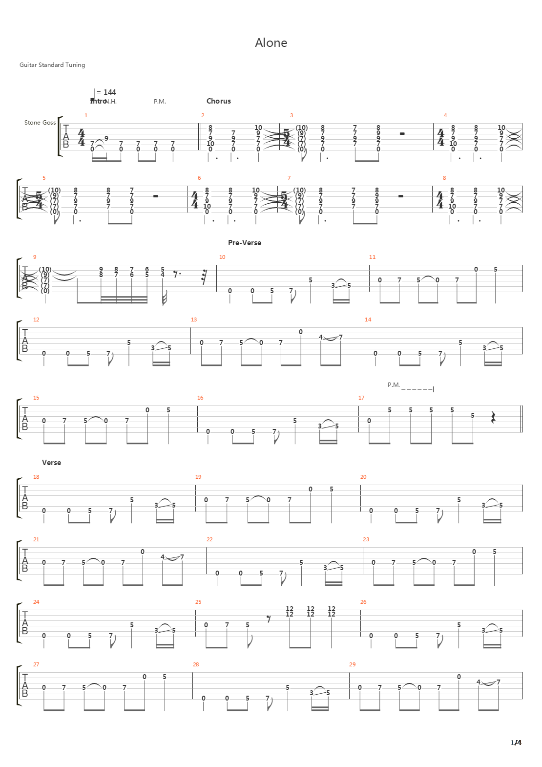 Alone吉他谱