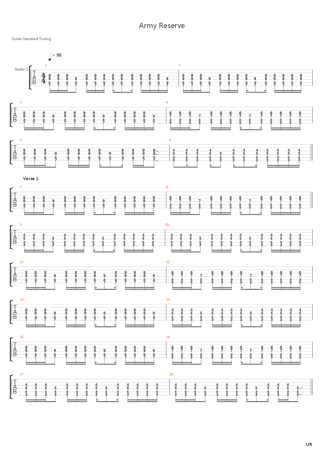 Army Reserve吉他谱