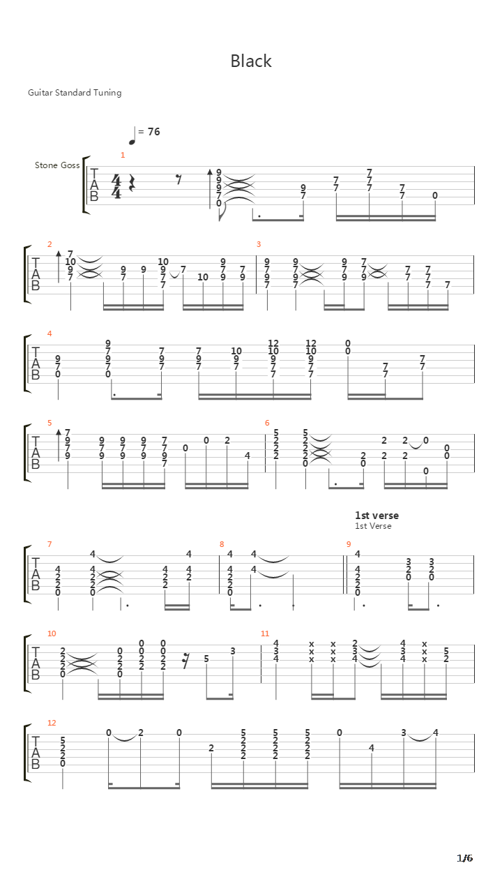 Black吉他谱