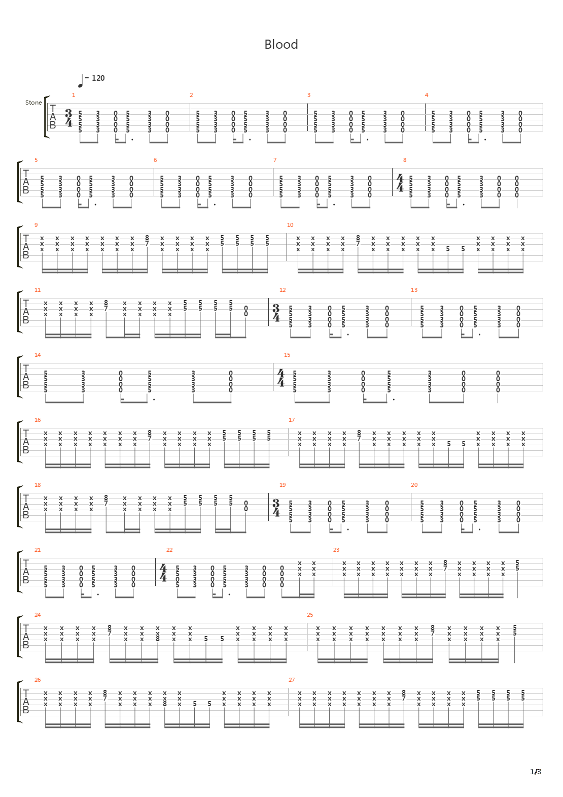 Blood吉他谱