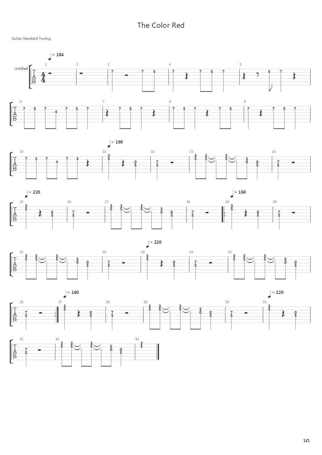 Color Red吉他谱