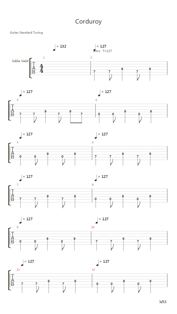 Corduroy吉他谱