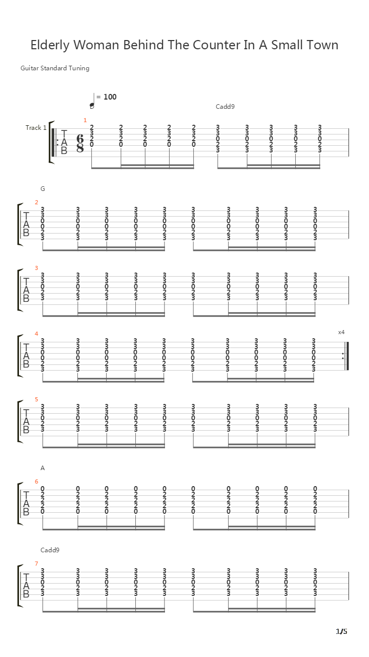Elderly Woman Behind The Counter吉他谱