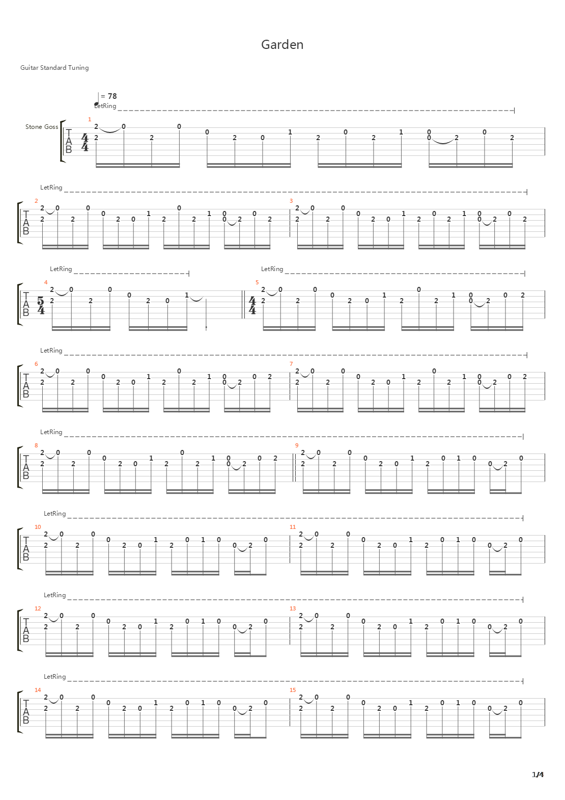 Garden吉他谱
