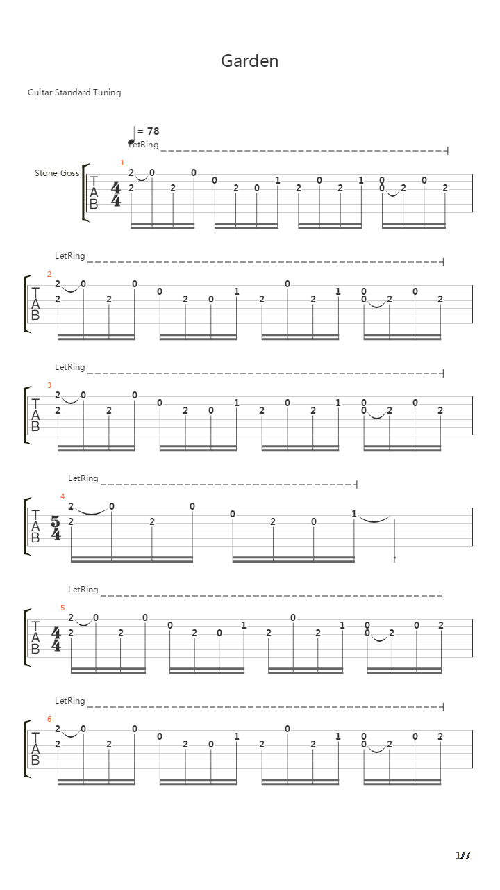Garden吉他谱