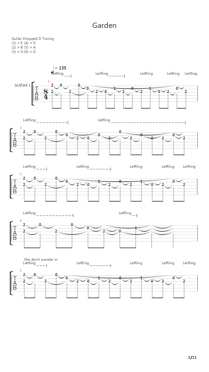 Garden吉他谱