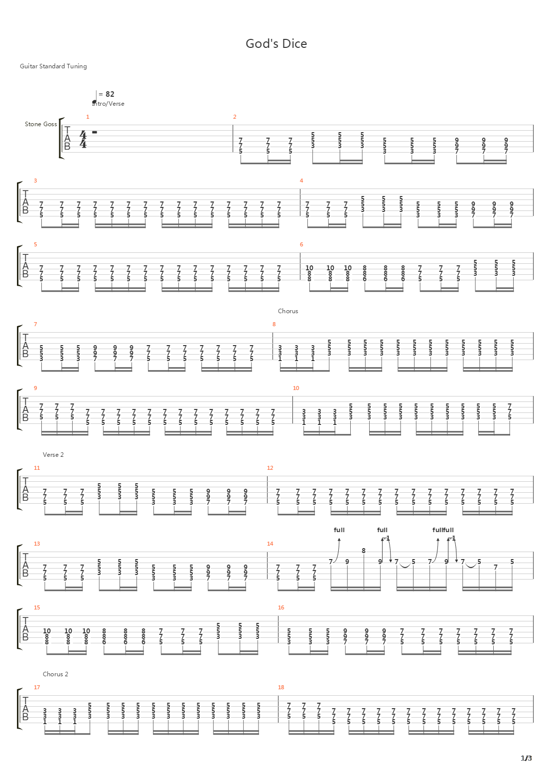 Gods Dice吉他谱