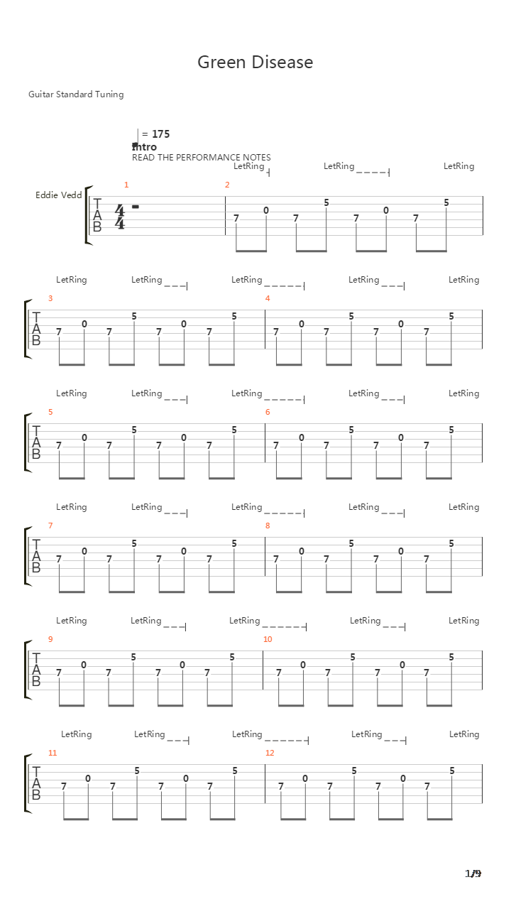 Green Disease吉他谱