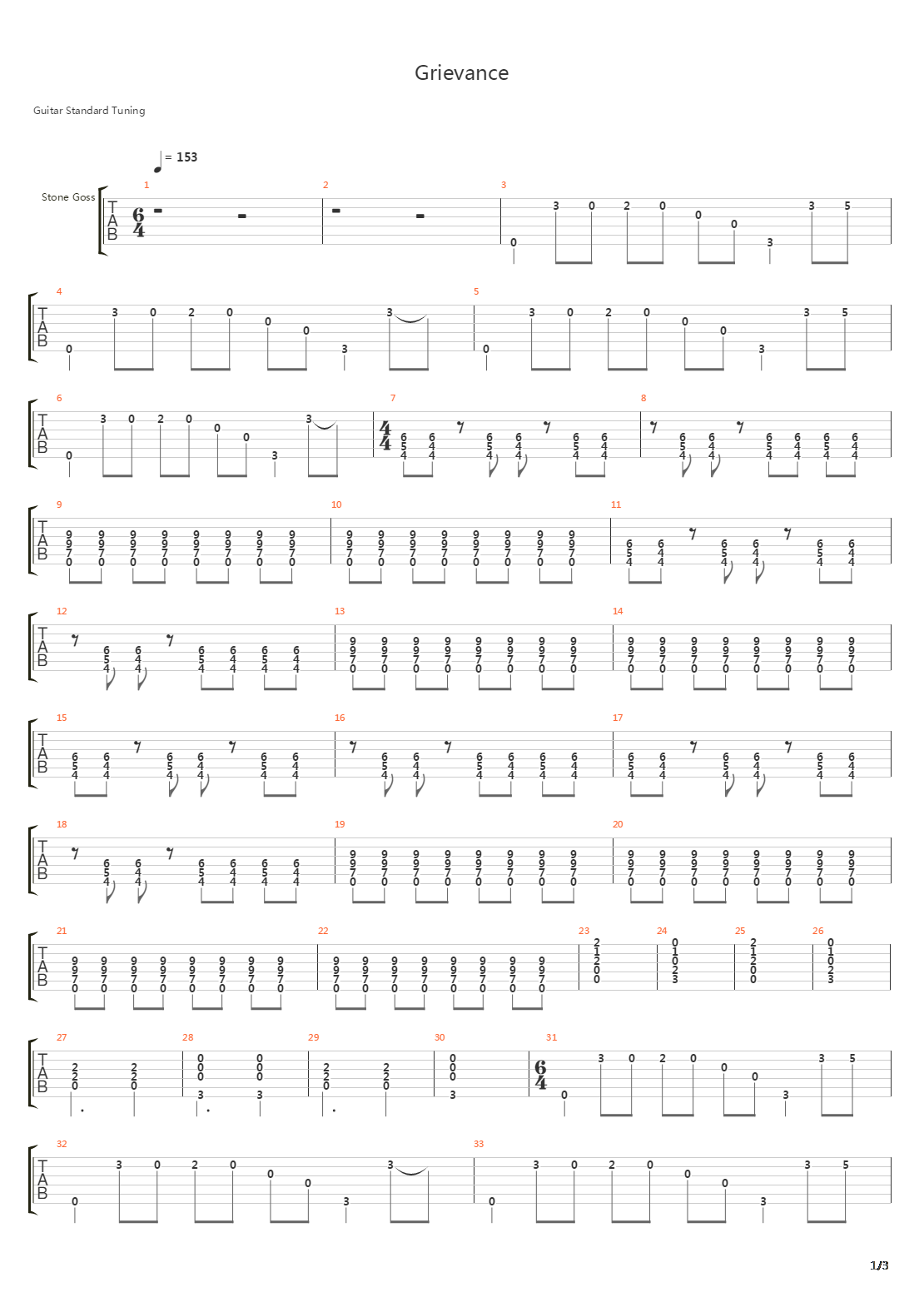Grievance吉他谱