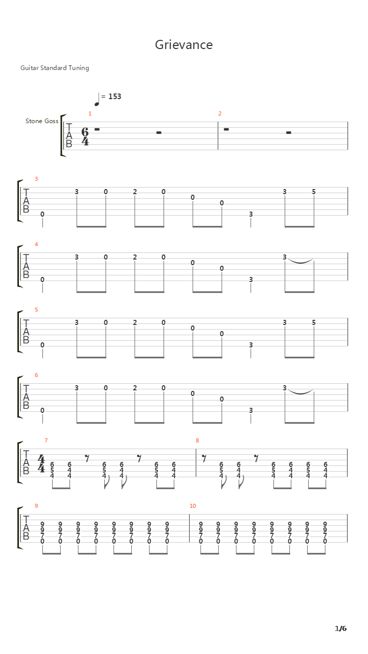 Grievance吉他谱