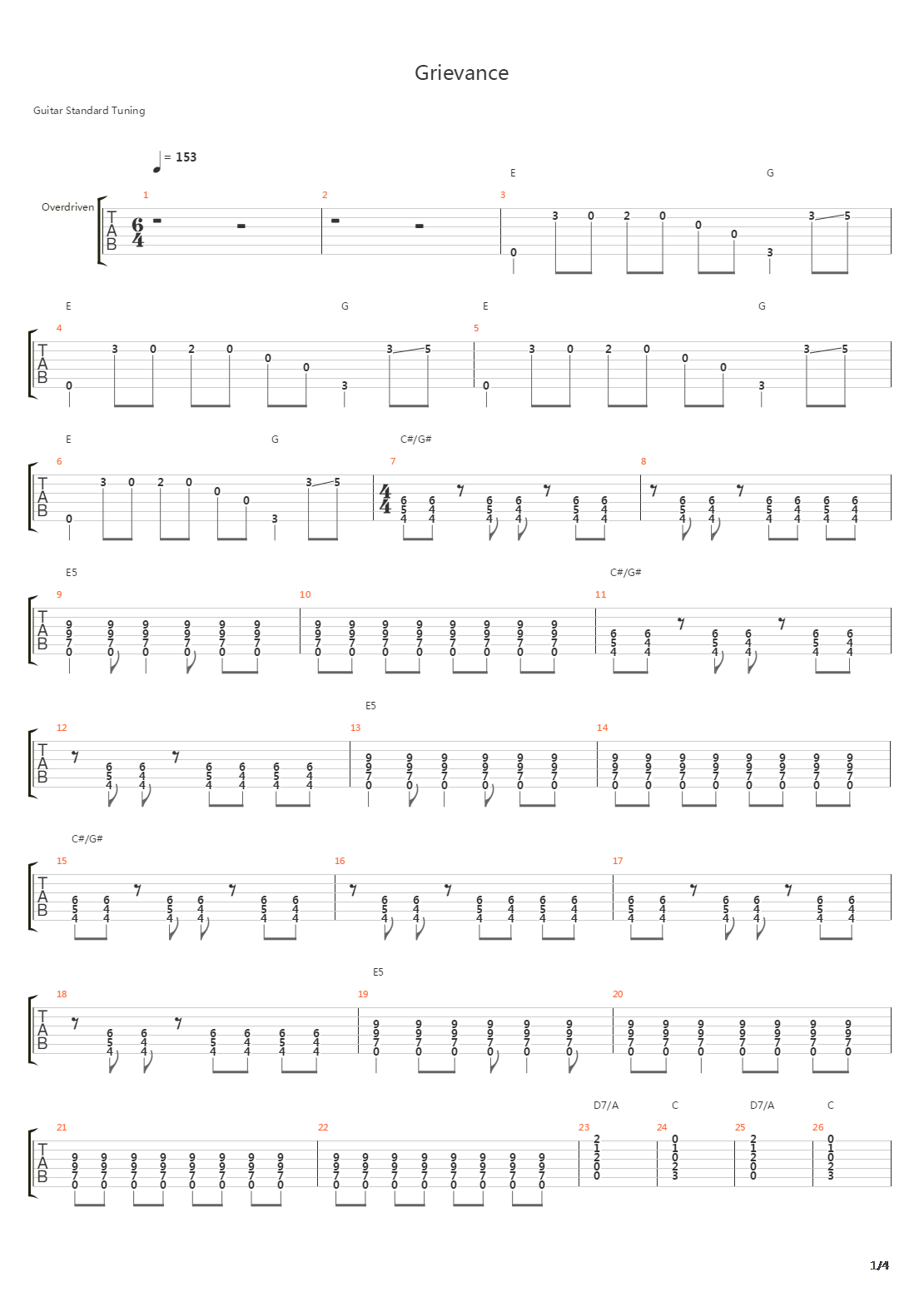 Grievance吉他谱