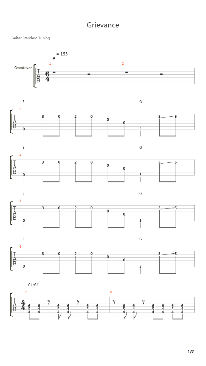 Grievance吉他谱