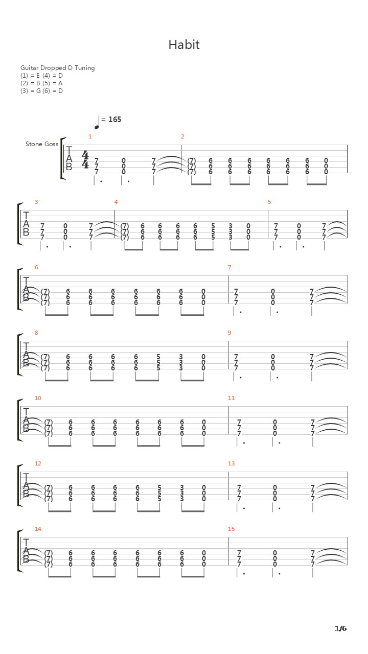 Habit吉他谱