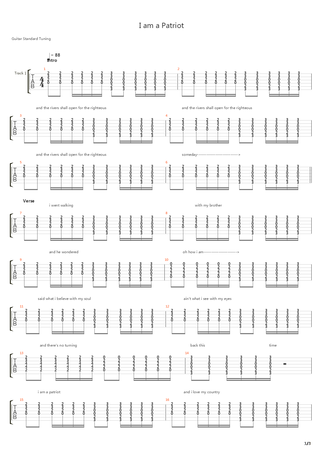 I Am A Patriot吉他谱