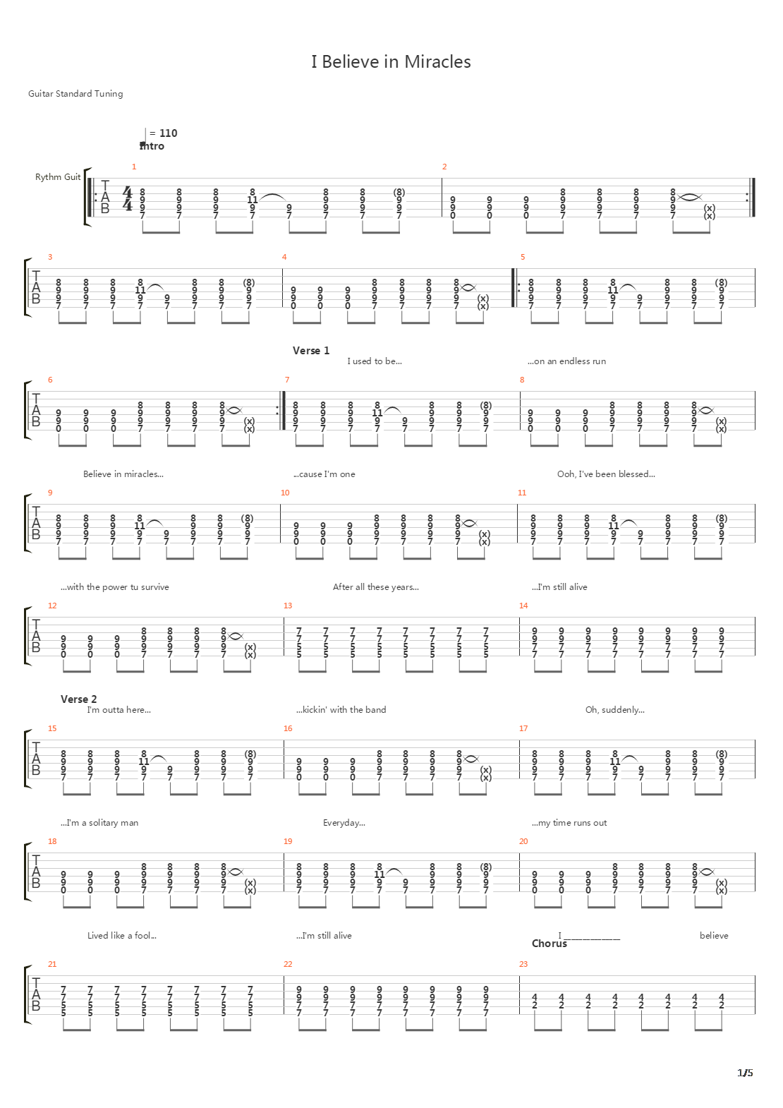 I Believe In Miracles吉他谱