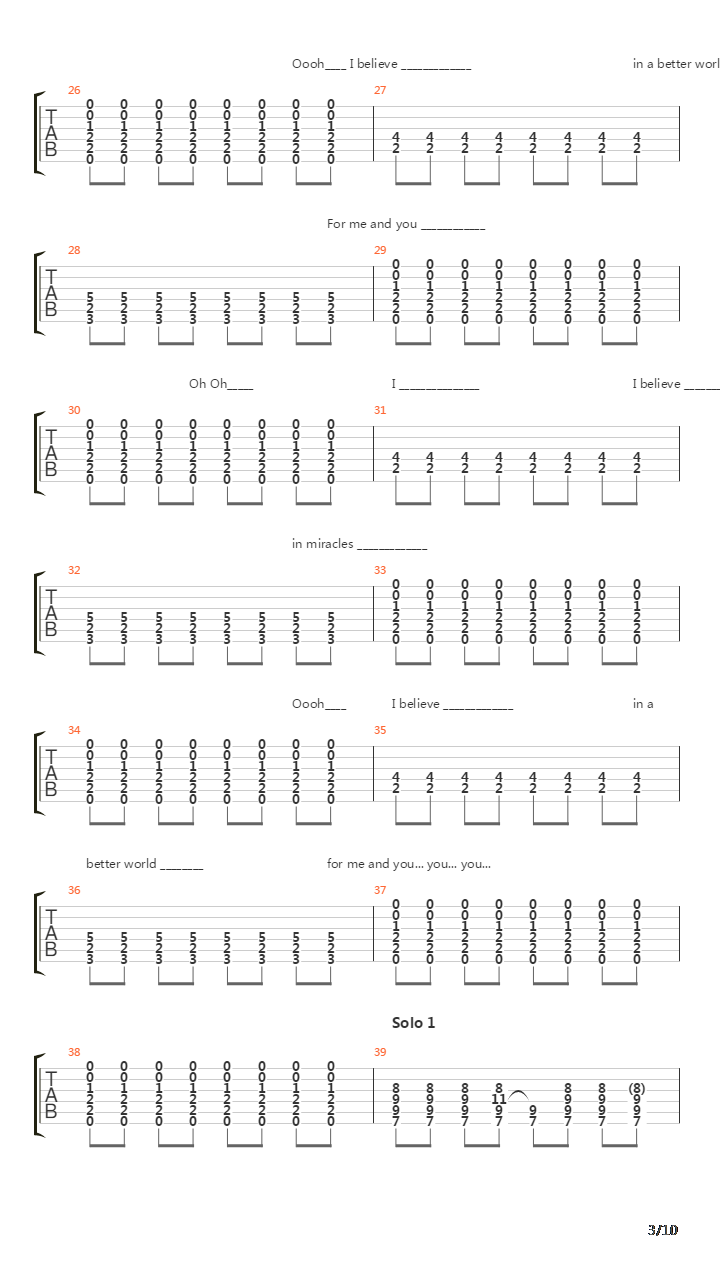 I Believe In Miracles吉他谱