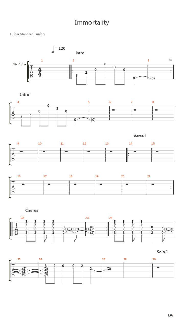 Immortality吉他谱