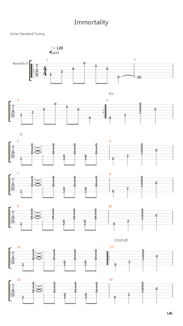 Immortality吉他谱