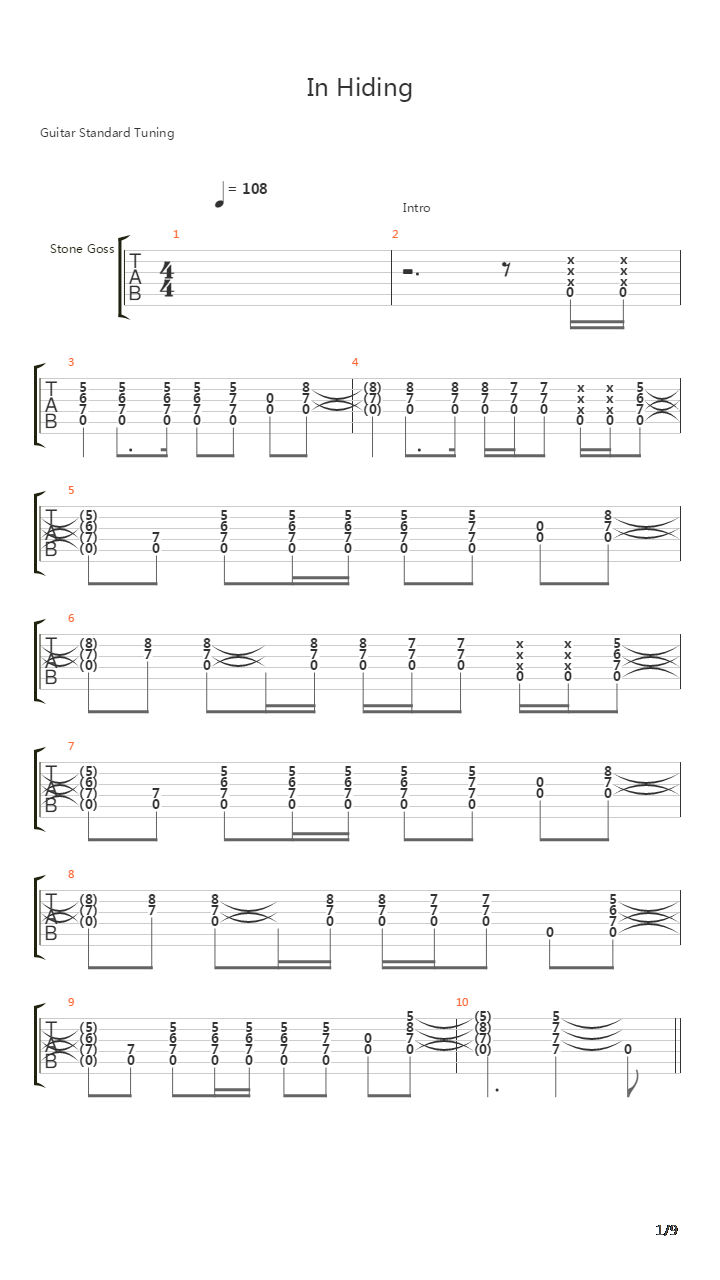 In Hiding吉他谱
