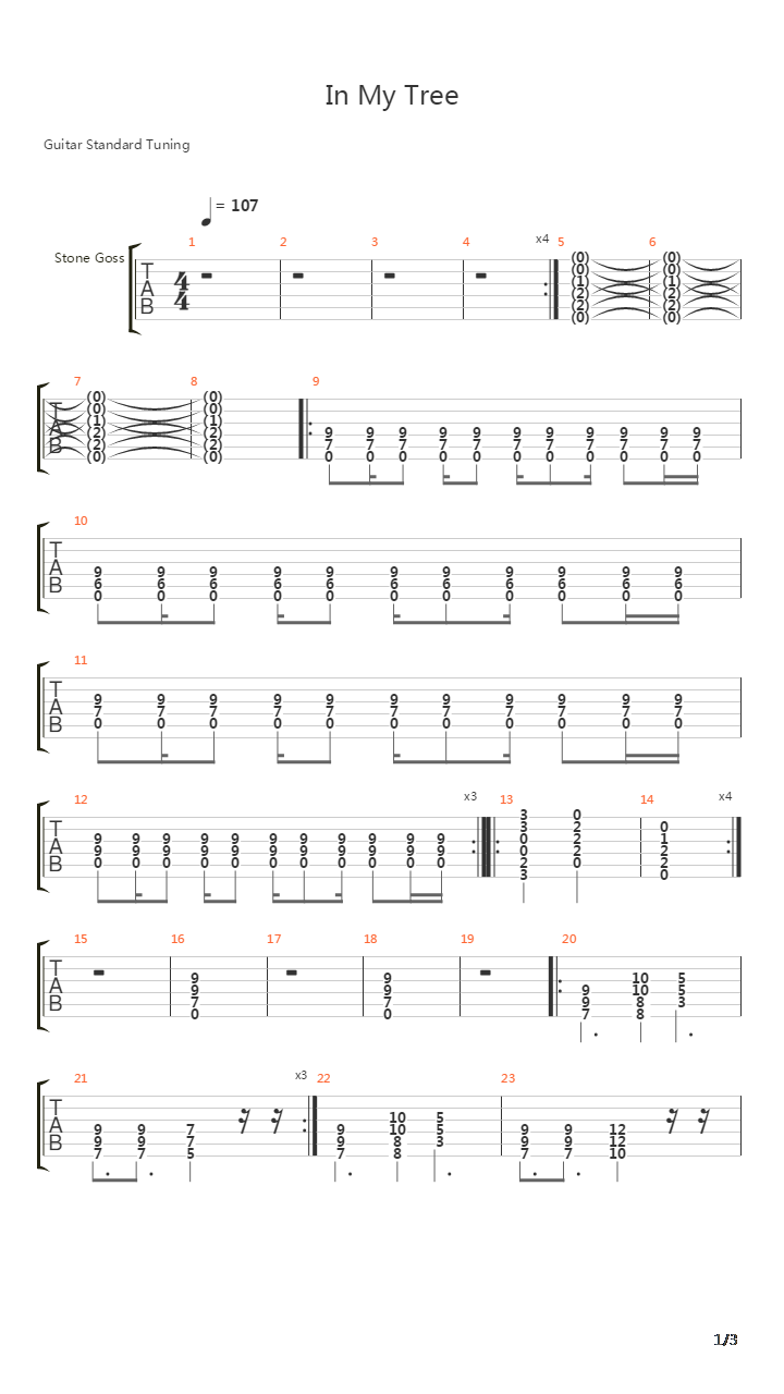 In My Tree吉他谱