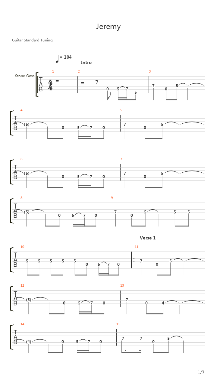Jeremy吉他谱
