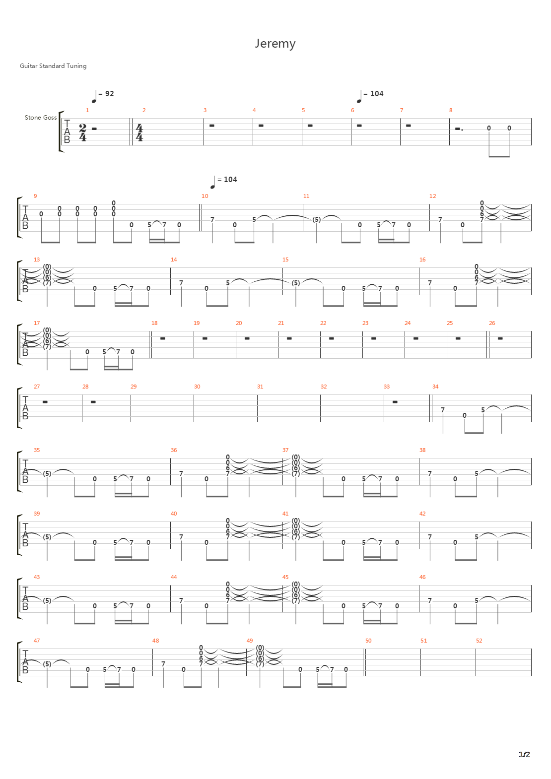 Jeremy吉他谱