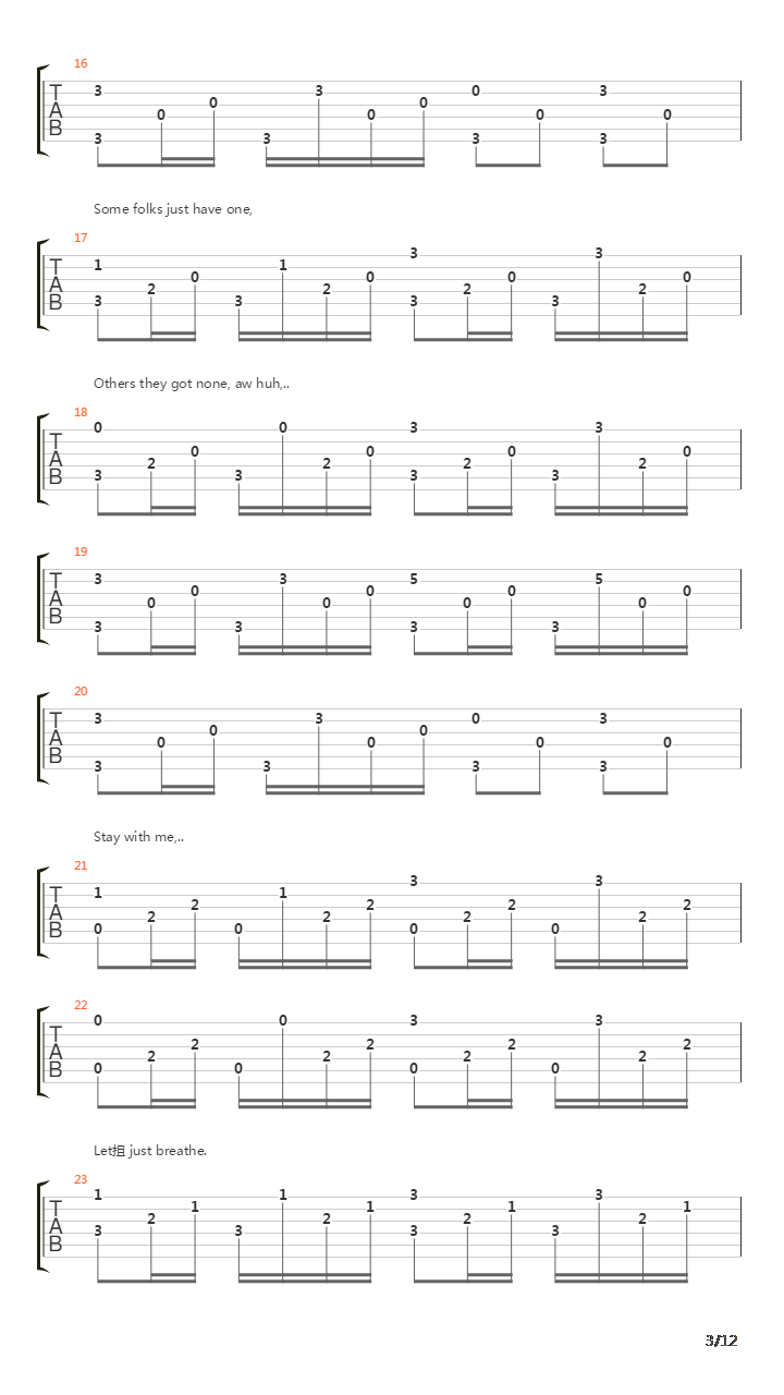 Just Breathe吉他谱