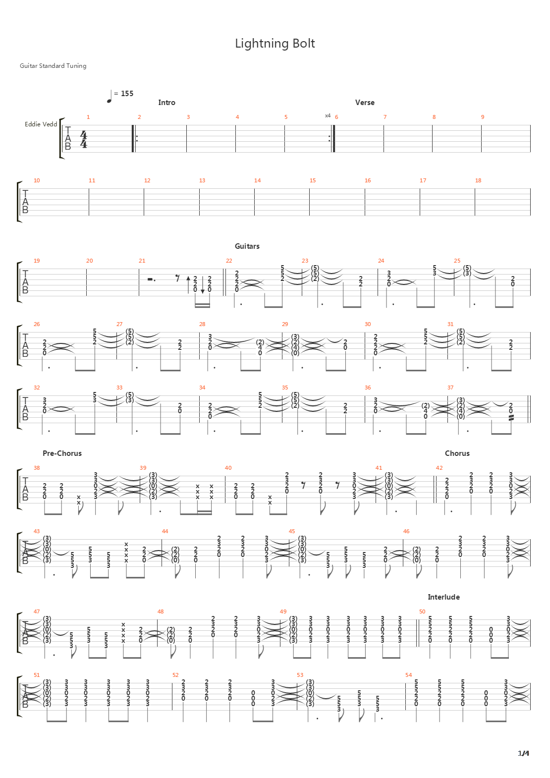 Lightning Bolt吉他谱
