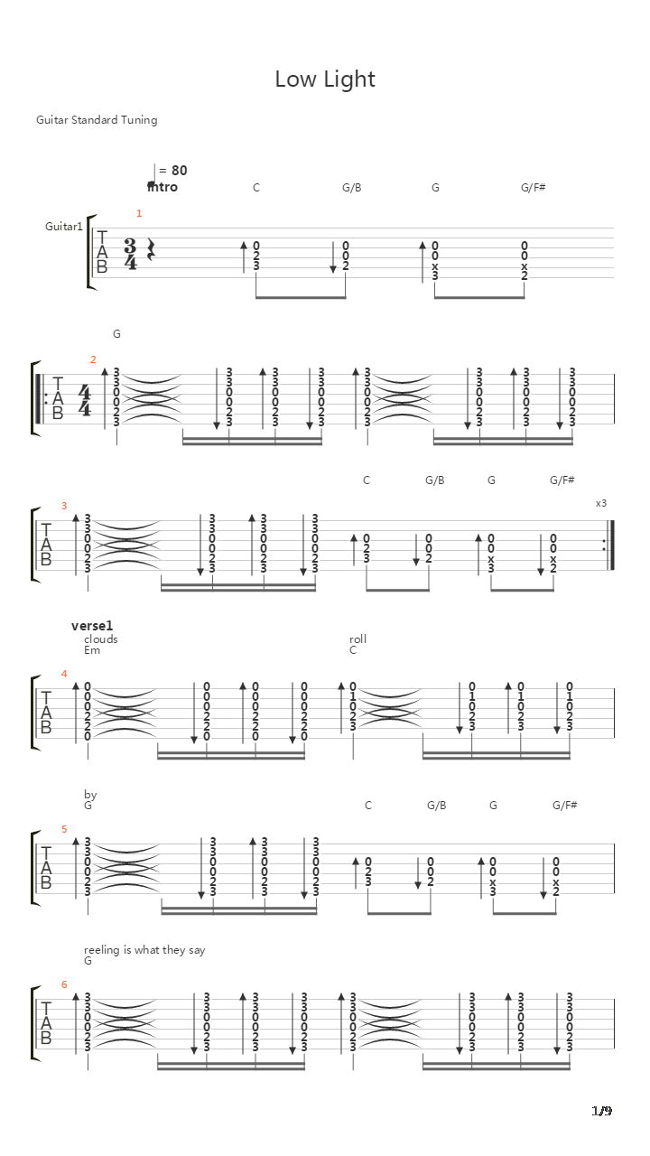 Low Light吉他谱