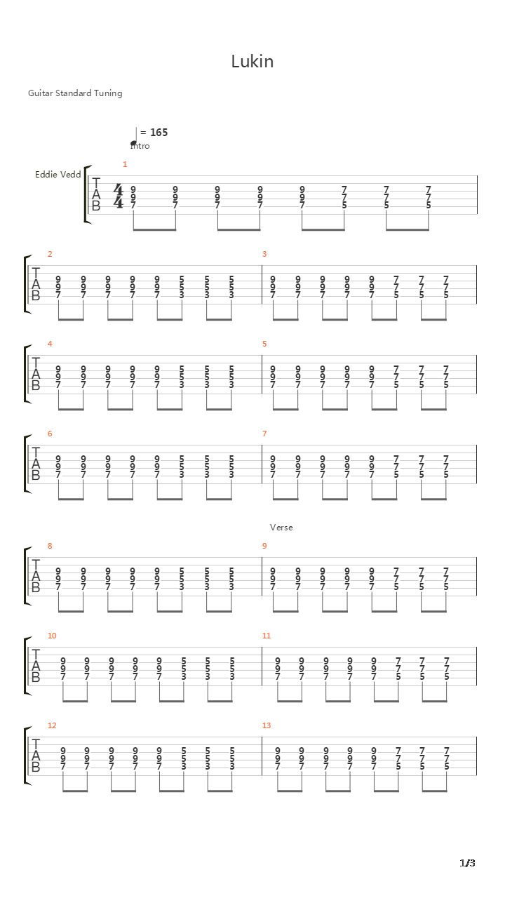 Lukin吉他谱