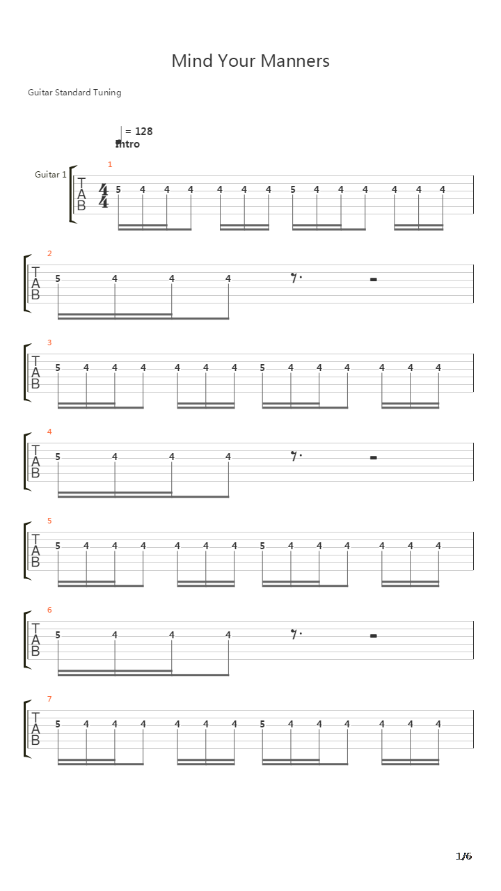 Mind Your Manners吉他谱