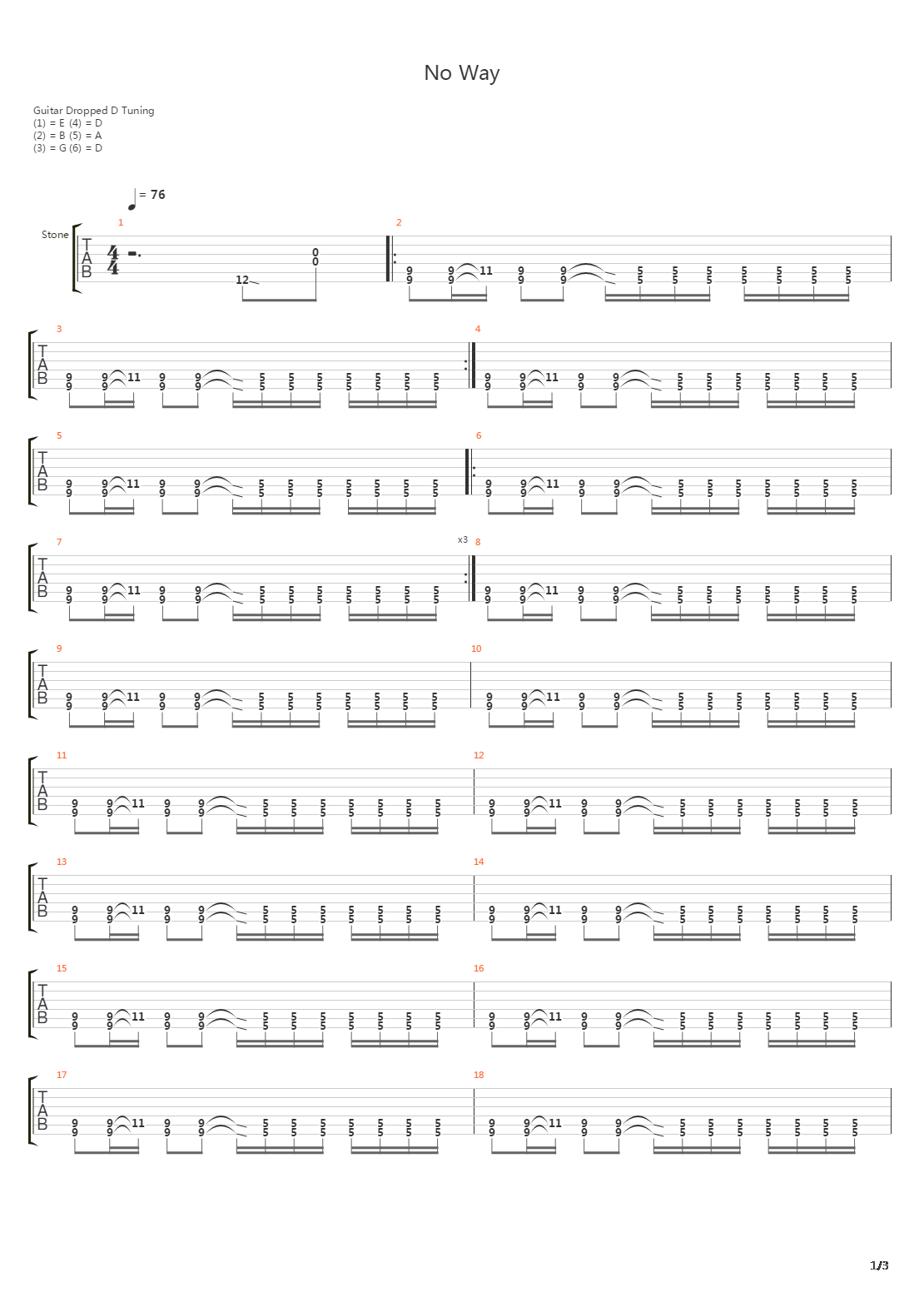 No Way吉他谱