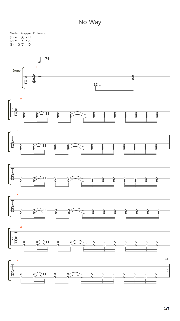 No Way吉他谱