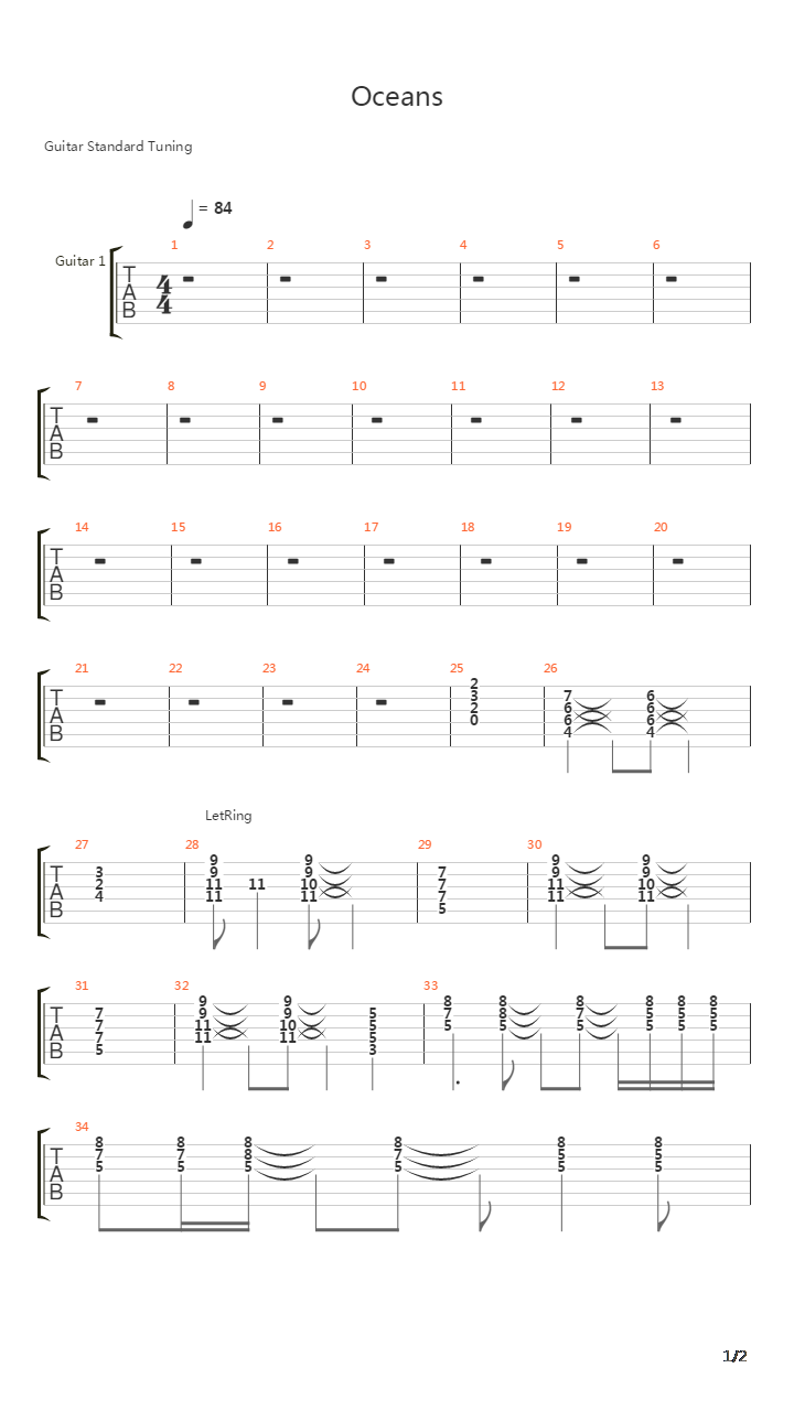 Oceans吉他谱
