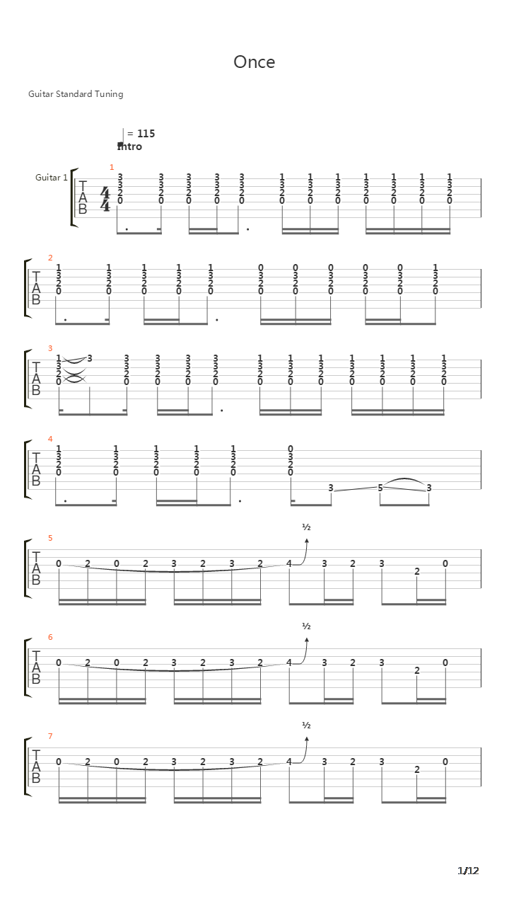 Once吉他谱