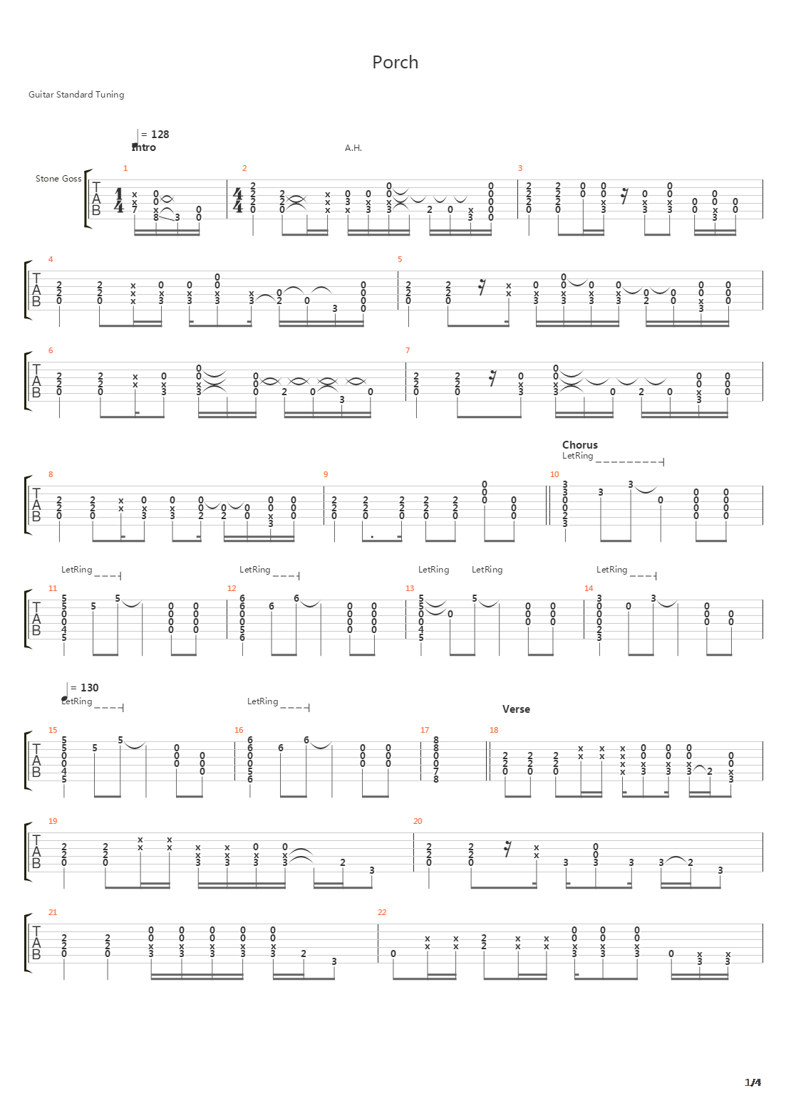 Porch吉他谱