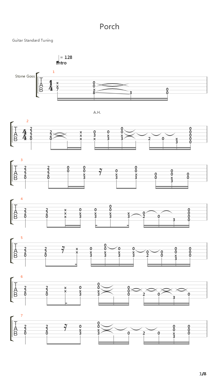 Porch吉他谱