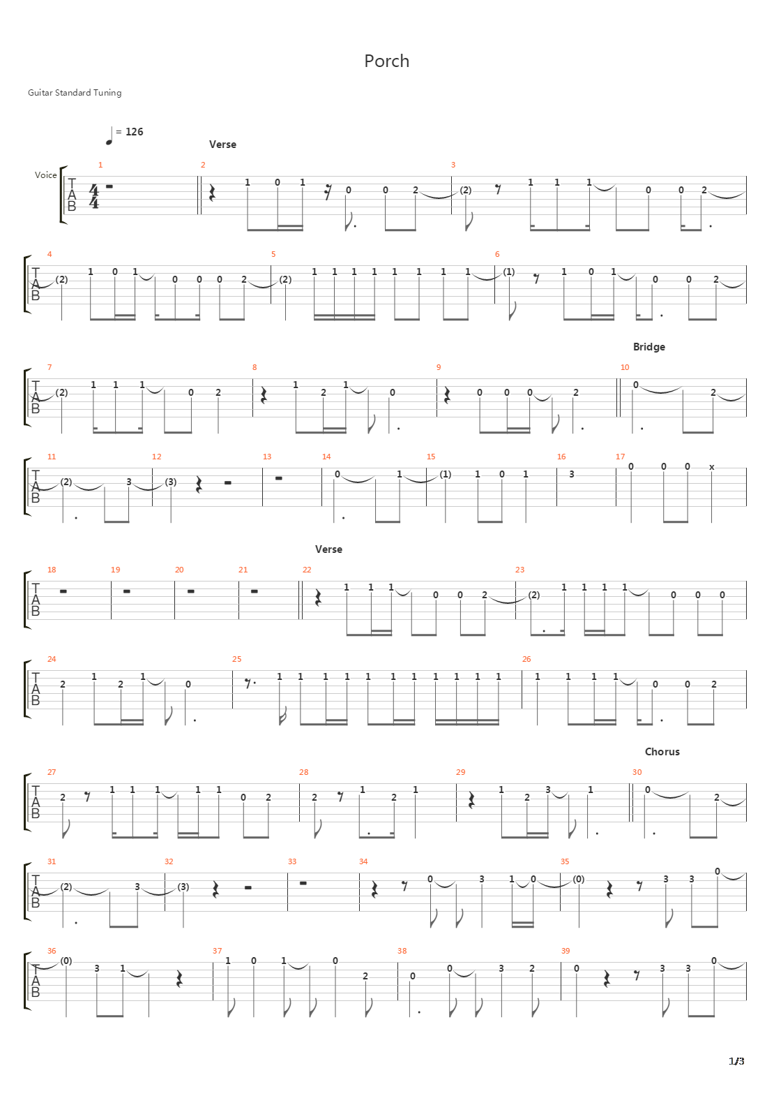 Porch吉他谱