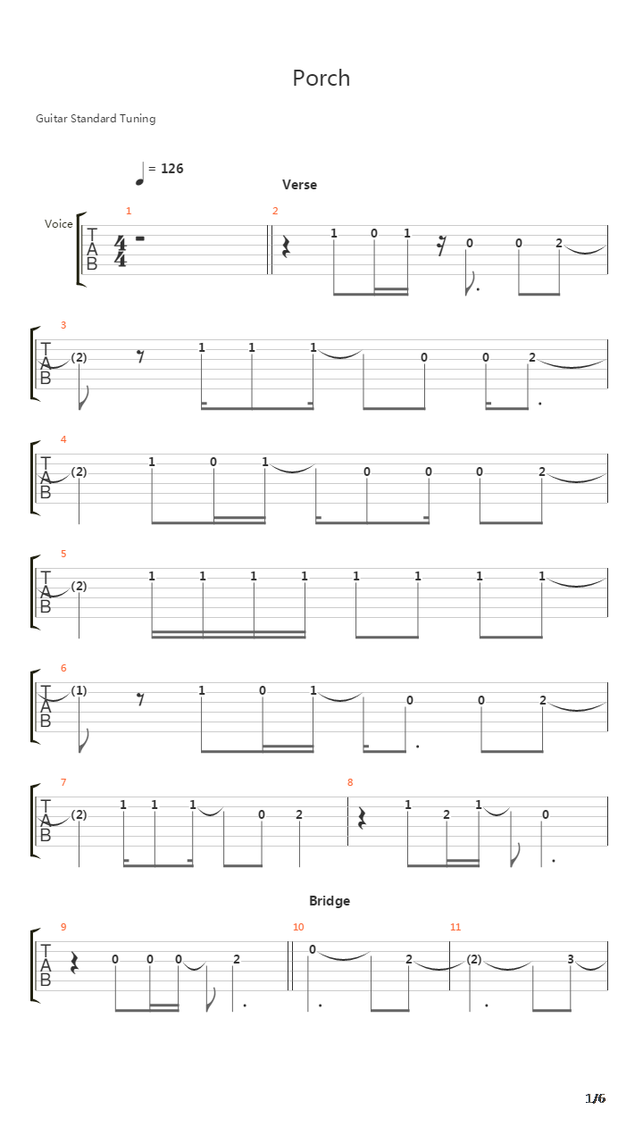 Porch吉他谱