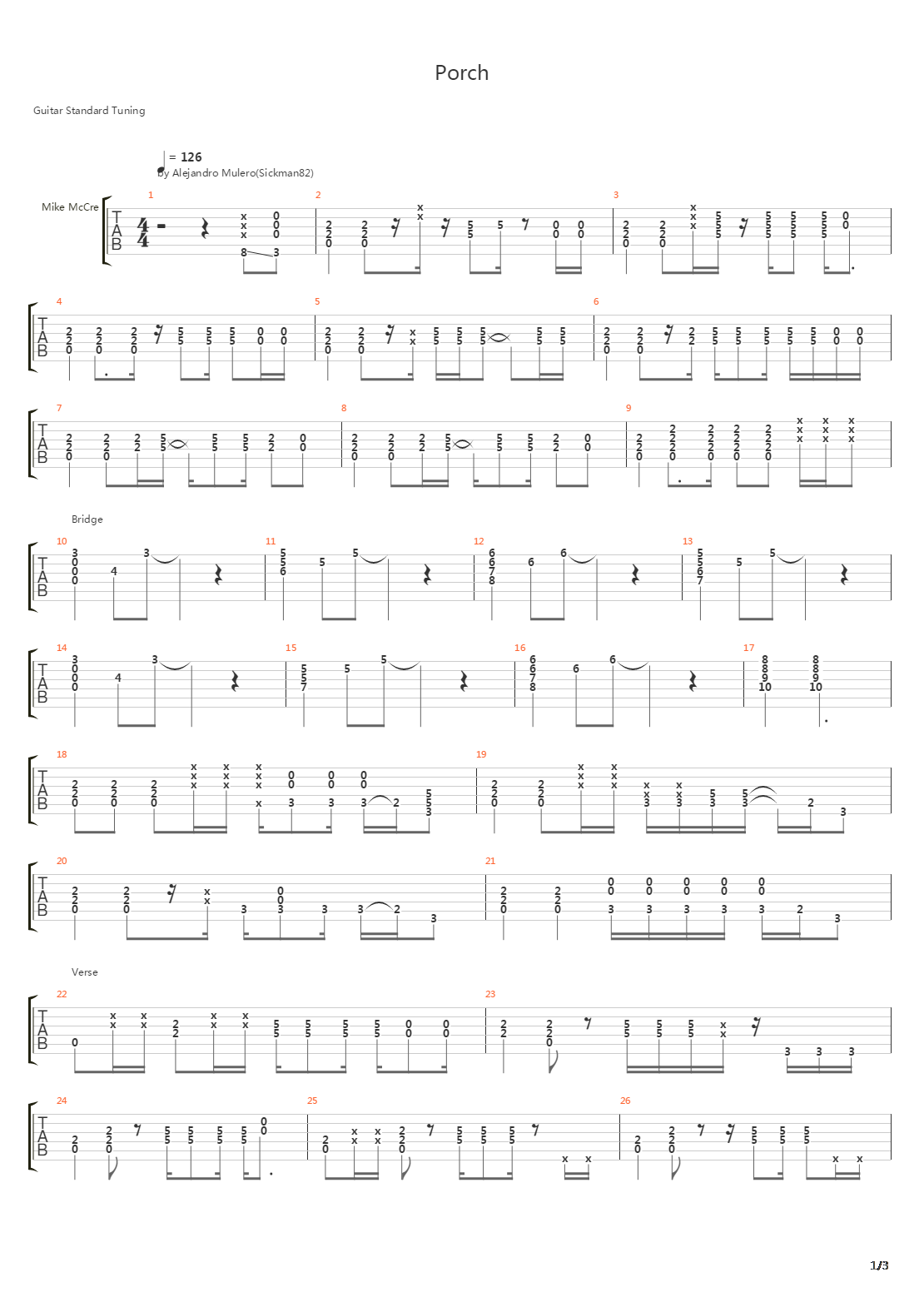 Porch吉他谱