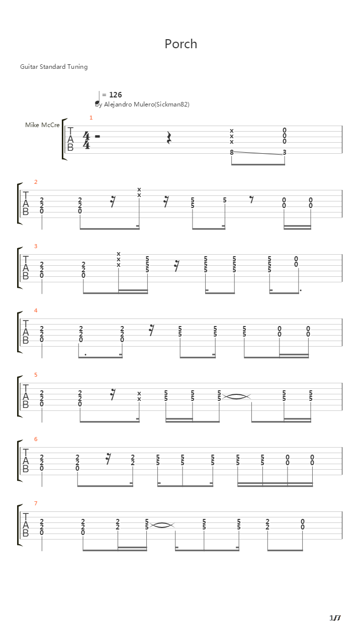 Porch吉他谱