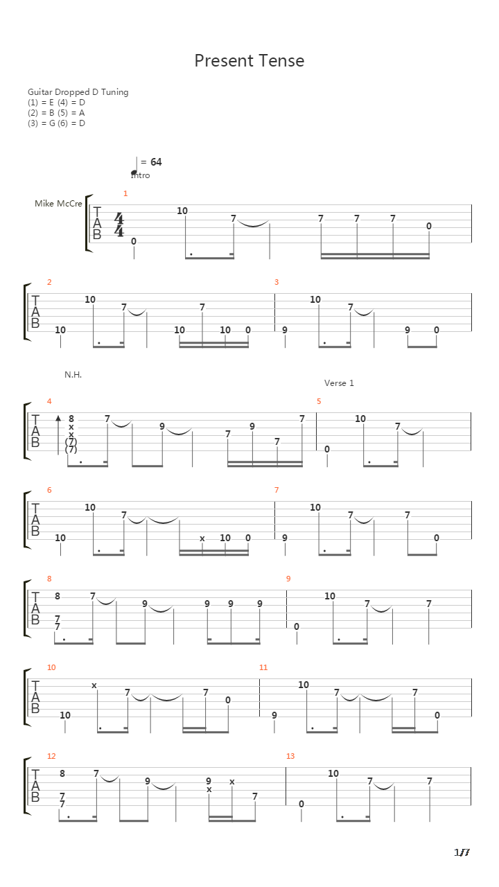 Present Tense吉他谱