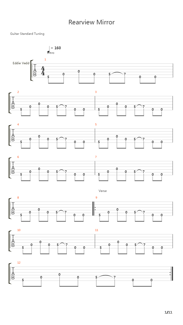 Rearview Mirror吉他谱